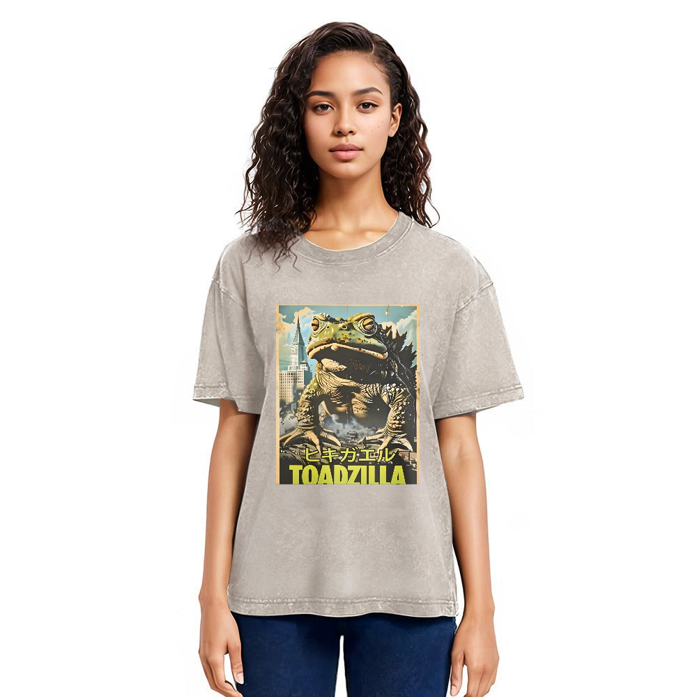 Tokyosol Vintage Funny Frog Washed T-Shirt