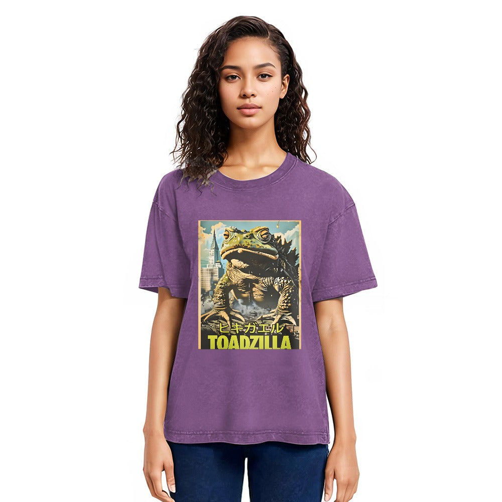 Tokyosol Vintage Funny Frog Washed T-Shirt