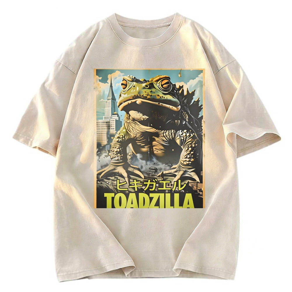 Tokyosol Vintage Funny Frog Washed T-Shirt