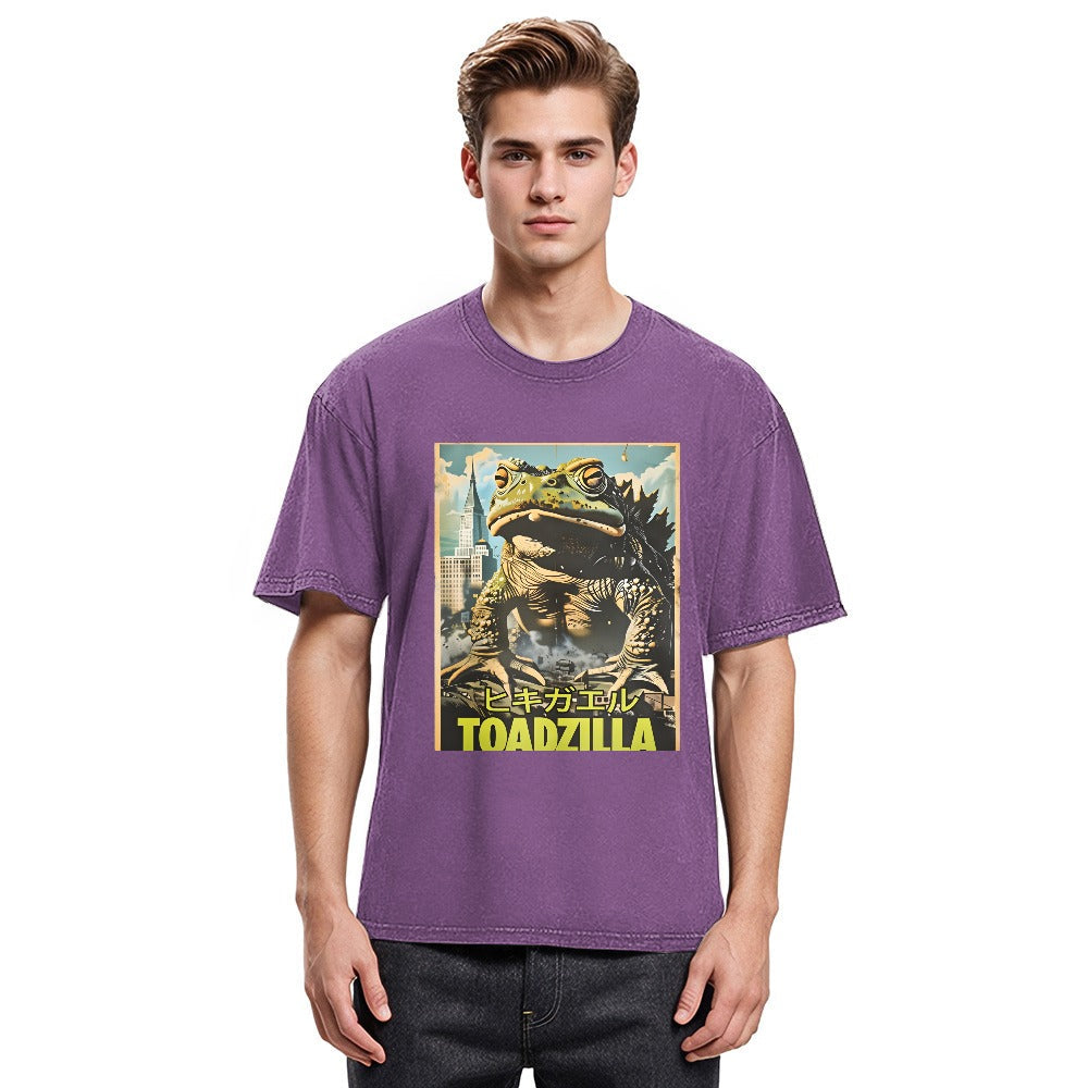 Tokyosol Vintage Funny Frog Washed T-Shirt