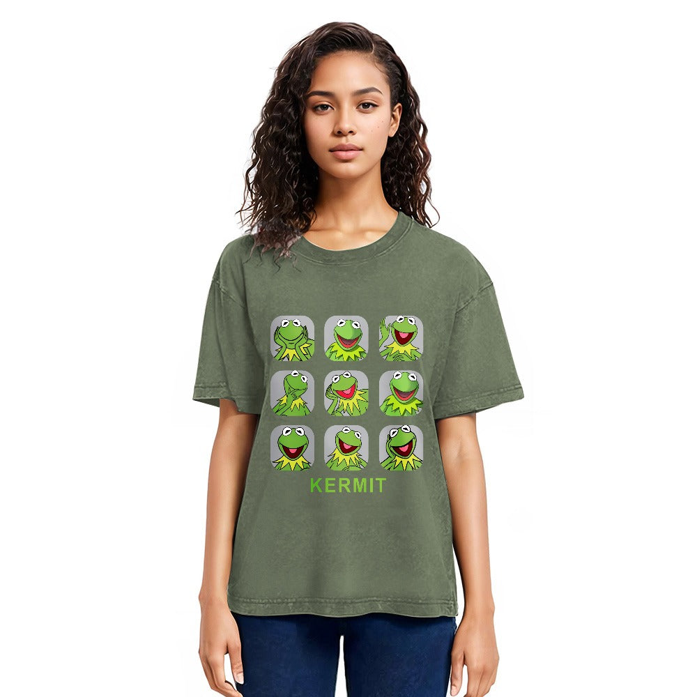 Tokyosol Kermit Frog Emotions Washed T-Shirt