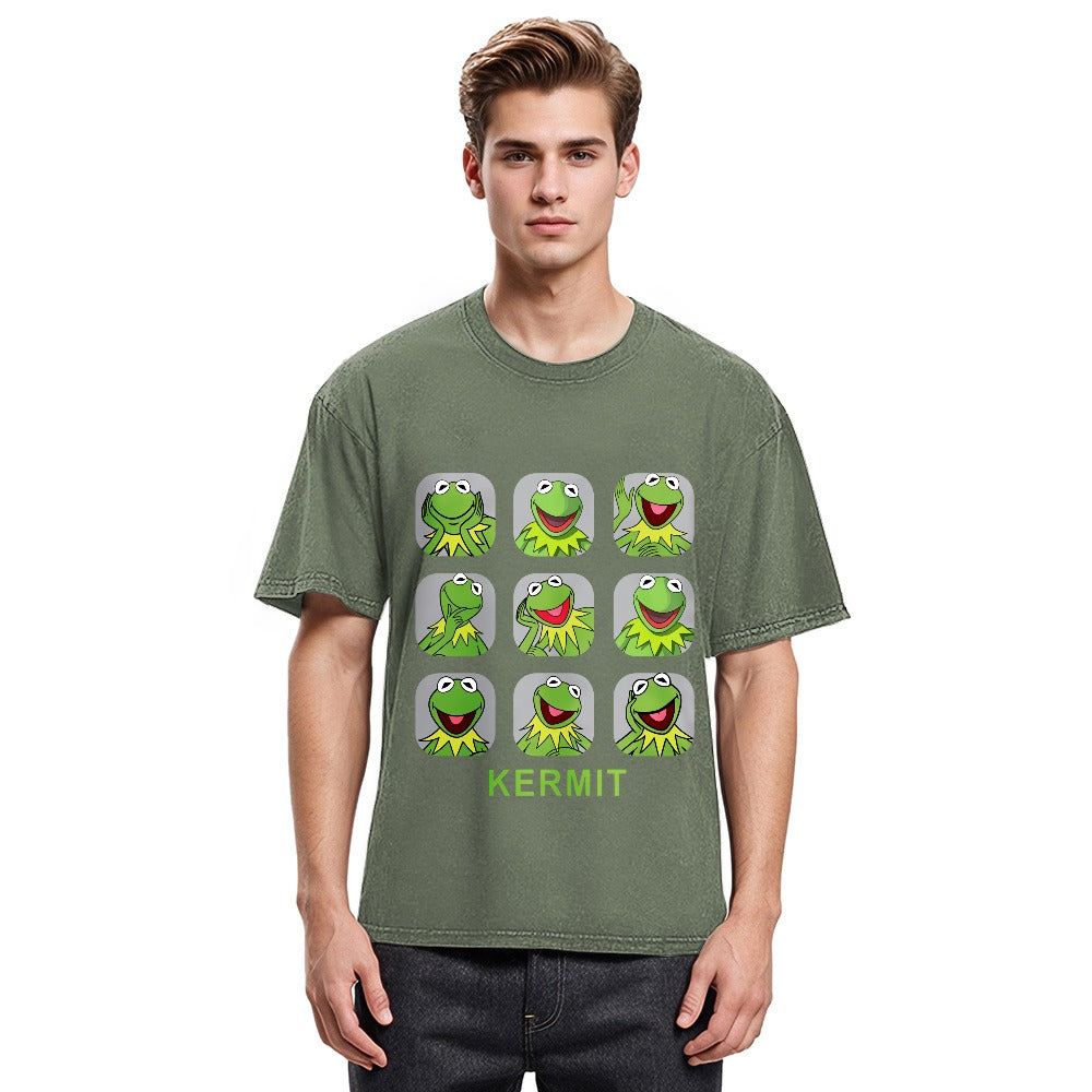 Tokyosol Kermit Frog Emotions Washed T-Shirt