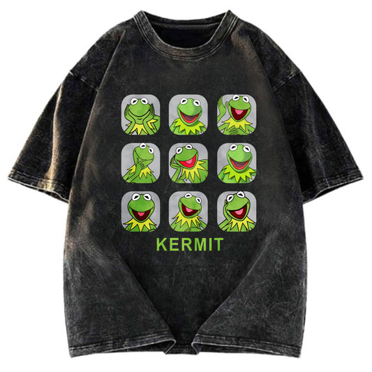 Tokyosol Kermit Frog Emotions Washed T-Shirt