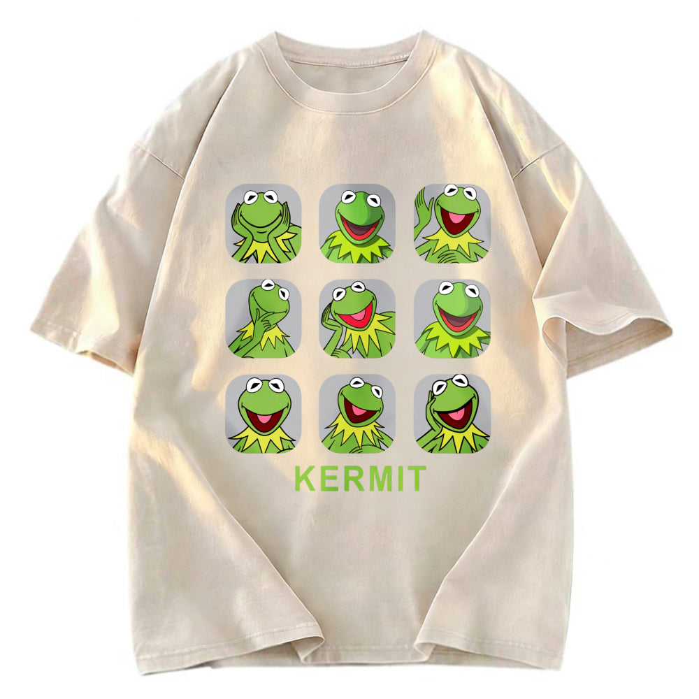 Tokyosol Kermit Frog Emotions Washed T-Shirt