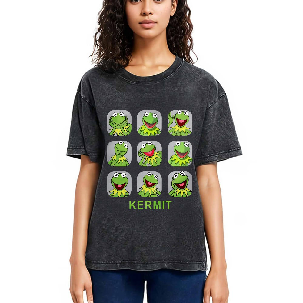 Tokyosol Kermit Frog Emotions Washed T-Shirt