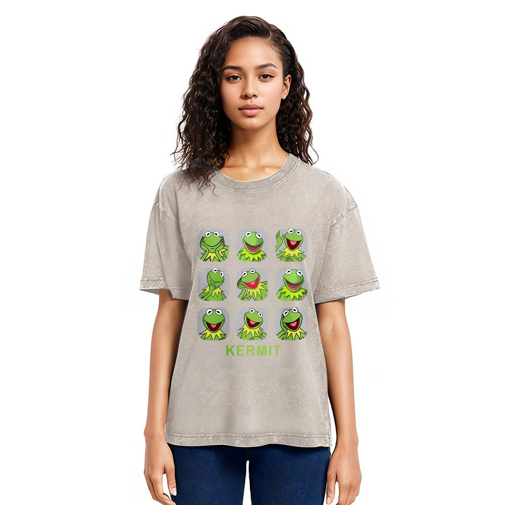 Tokyosol Kermit Frog Emotions Washed T-Shirt
