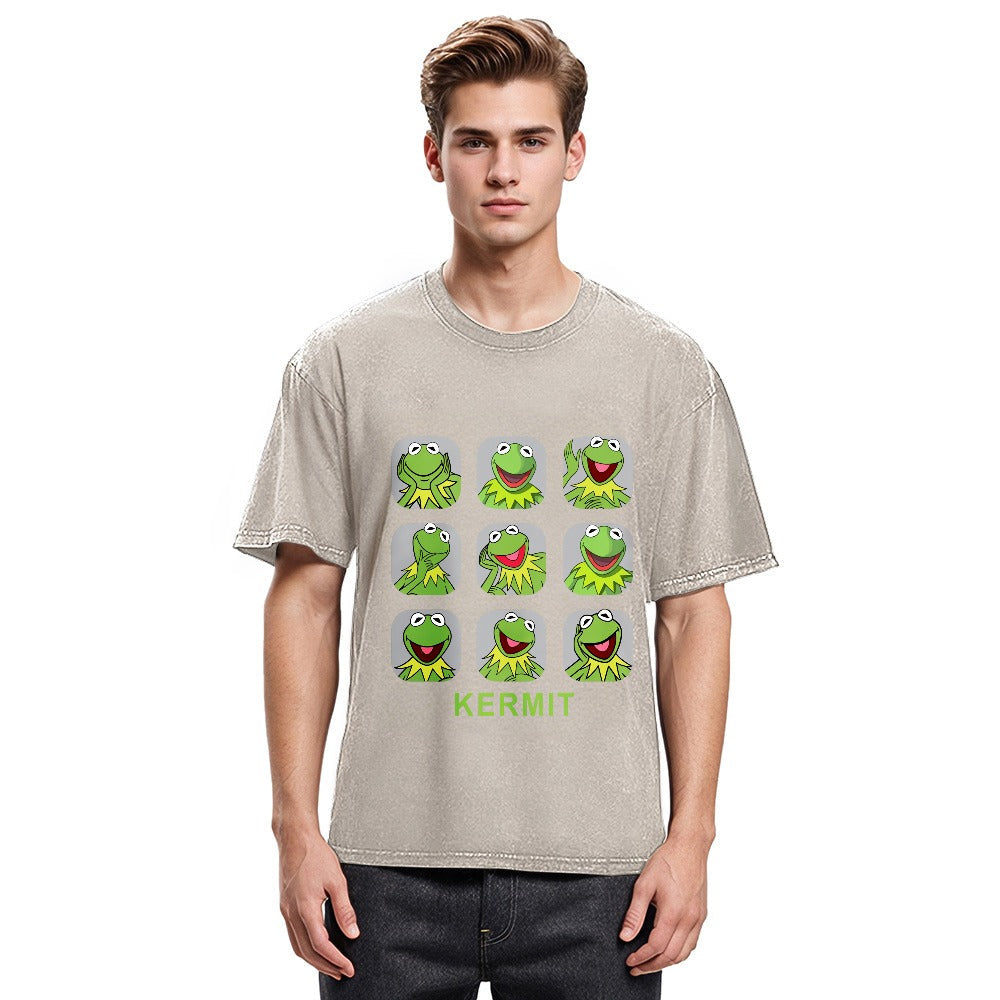 Tokyosol Kermit Frog Emotions Washed T-Shirt