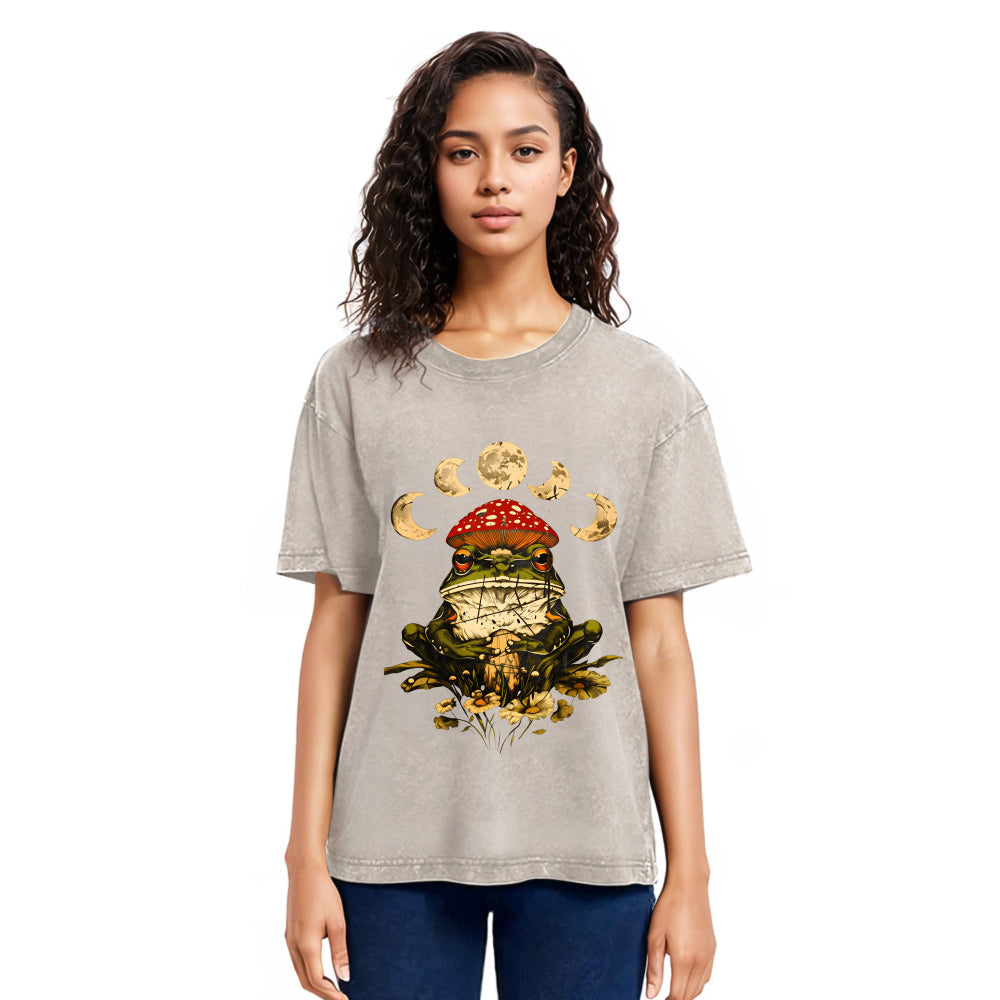 Tokyosol Weird Frog Mushrooms 90s Vintage Washed T-Shirt