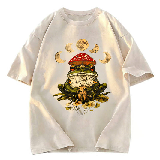 Tokyosol Weird Frog Mushrooms 90s Vintage Washed T-Shirt