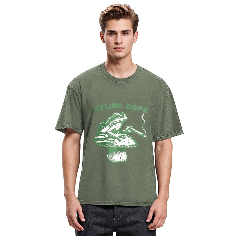 Tokyosol Feeling Dope Frog Funny Washed T-Shirt
