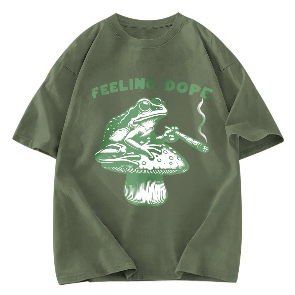 Tokyosol Feeling Dope Frog Funny Washed T-Shirt