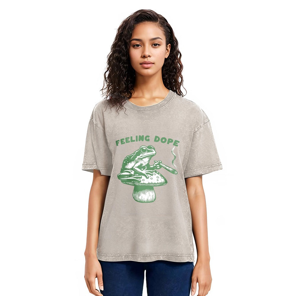 Tokyosol Feeling Dope Frog Funny Washed T-Shirt