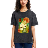 Tokyosol Funny Frog Samurai Poster Washed T-Shirt