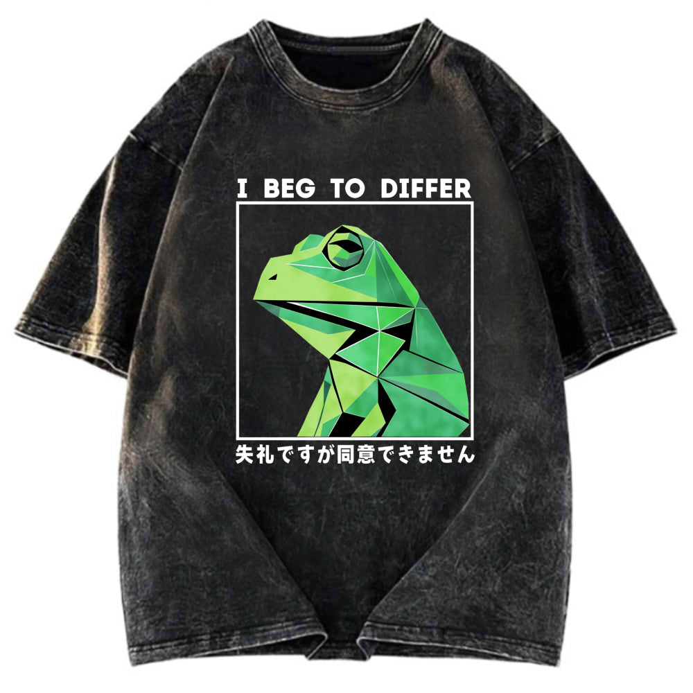 Tokyosol Funny Frog Meme Japanese Washed T-Shirt
