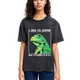 Tokyosol Funny Frog Meme Japanese Washed T-Shirt