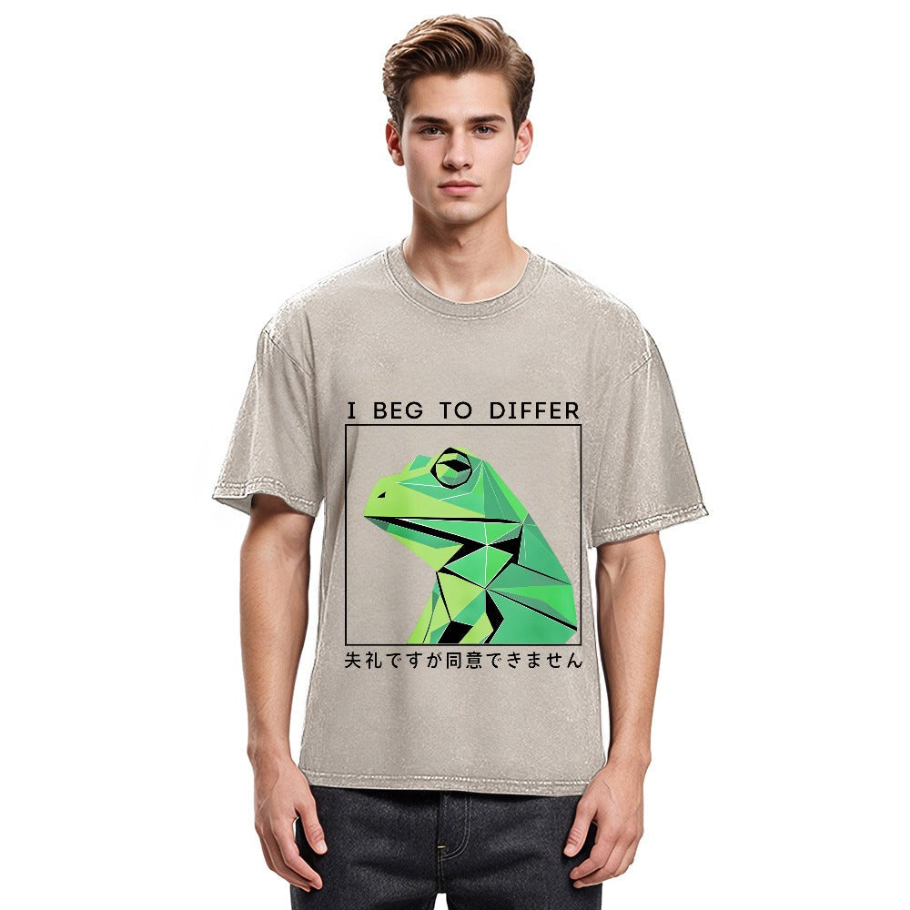 Tokyosol Funny Frog Meme Japanese Washed T-Shirt