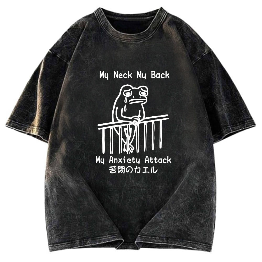 Tokyosol Funny Frog Japanese My Neck My Back Washed T-Shirt