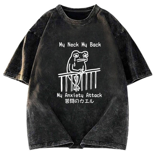 Tokyosol Funny Frog Japanese My Neck My Back Washed T-Shirt
