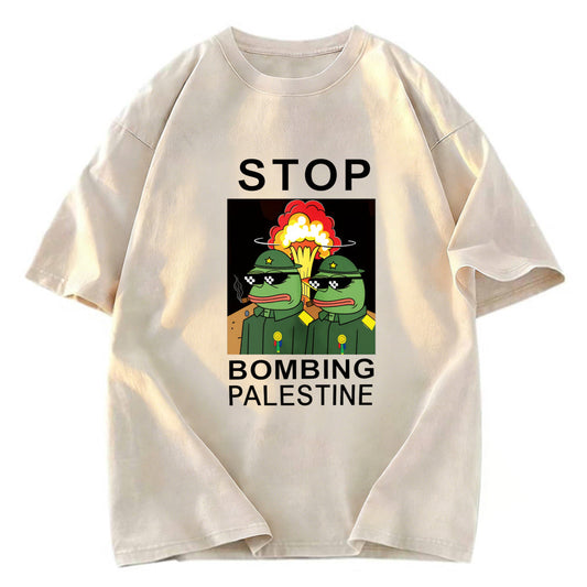 Tokyosol Stop Bombing Palestine Frogs Washed T-Shirt