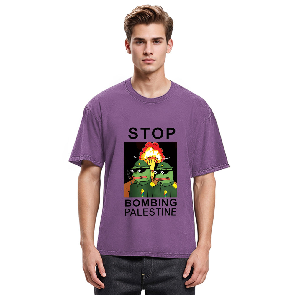 Tokyosol Stop Bombing Palestine Frogs Washed T-Shirt