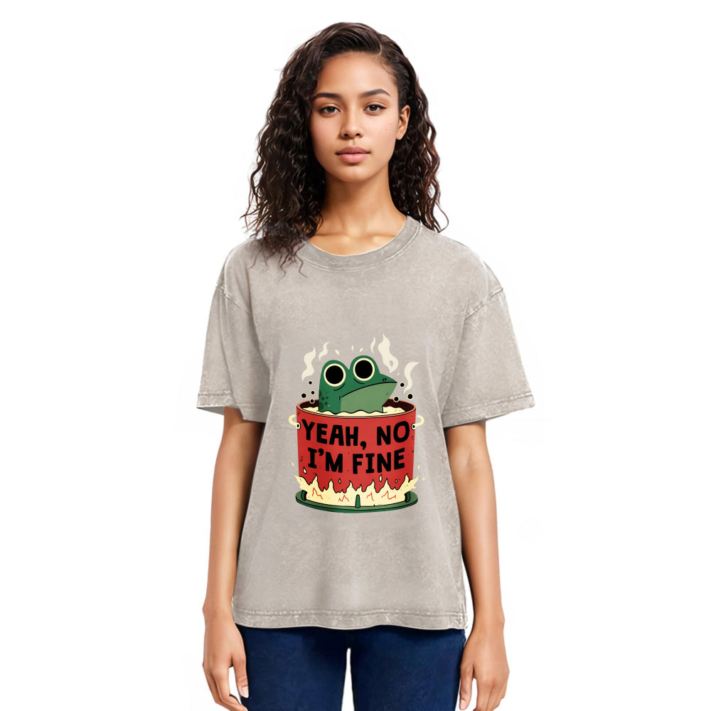 Tokyosol I'm Fine Frog Washed T-Shirt