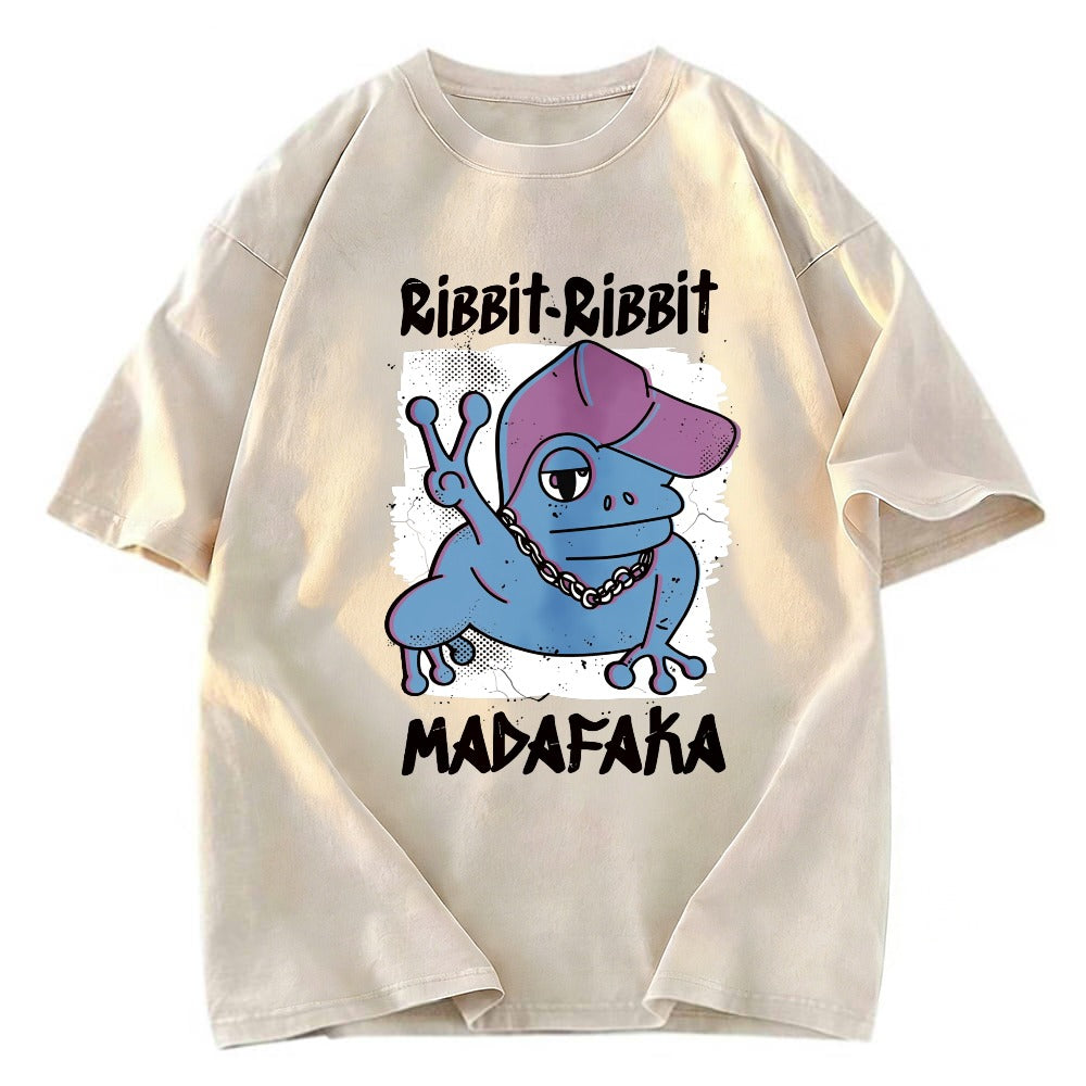 Tokyosol Ribbit Madafaka Funny Gangster Frog Washed T-Shirt