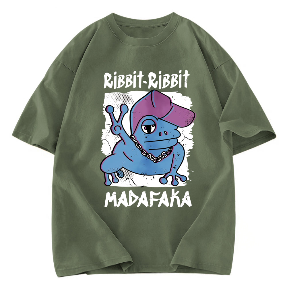 Tokyosol Ribbit Madafaka Funny Gangster Frog Washed T-Shirt