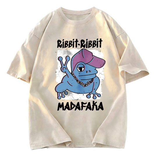 Tokyosol Ribbit Madafaka Funny Gangster Frog Washed T-Shirt