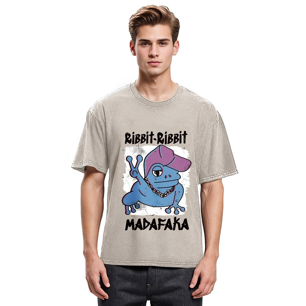 Tokyosol Ribbit Madafaka Funny Gangster Frog Washed T-Shirt
