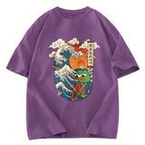 Tokyosol The Frog Great Wave Off Kanagawa Fren Meme Washed T-Shirt