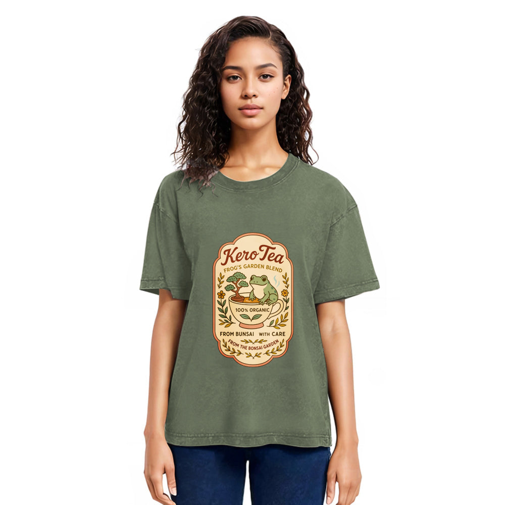 Tokyosol Kero Tea Poster Retro Frog Washed T-Shirt