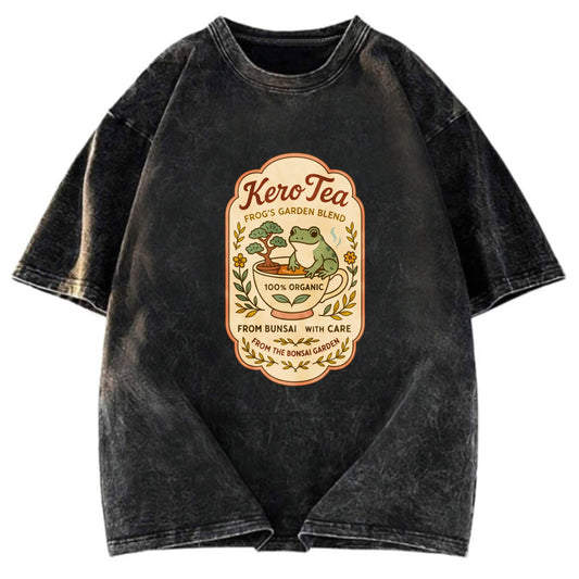 Tokyosol Kero Tea Poster Retro Frog Washed T-Shirt