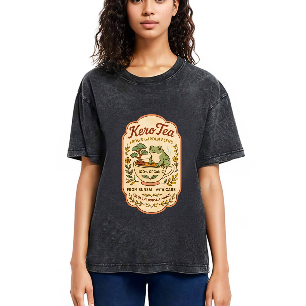 Tokyosol Kero Tea Poster Retro Frog Washed T-Shirt