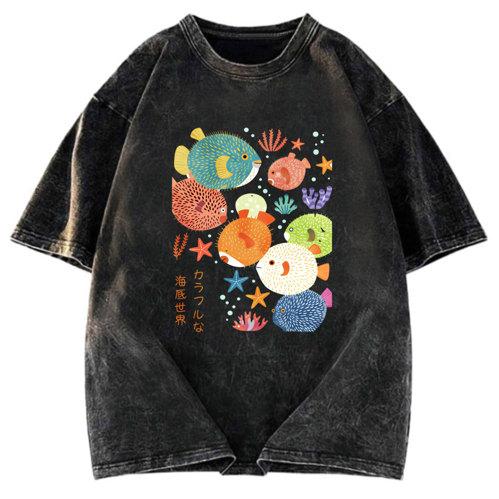 Tokyosol Japanese Fish Kanji Washed T-Shirt