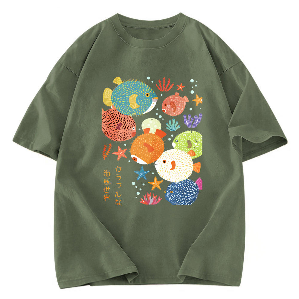 Tokyosol Japanese Fish Kanji Washed T-Shirt