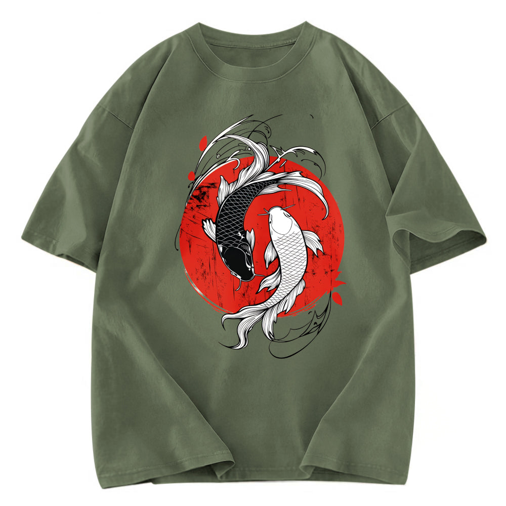 Tokyosol Japanese Yin Yang Koi Washed T-Shirt