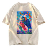 Tokyosol Ukiyoe Rabbit Ride Carp Streamer Poster Washed T-Shirt