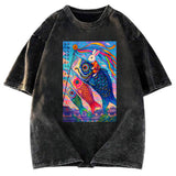 Tokyosol Ukiyoe Rabbit Ride Carp Streamer Poster Washed T-Shirt