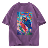 Tokyosol Ukiyoe Rabbit Ride Carp Streamer Poster Washed T-Shirt