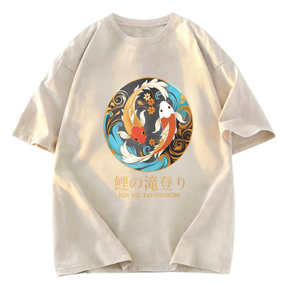 Tokyosol Two Koi Carps Washed T-Shirt