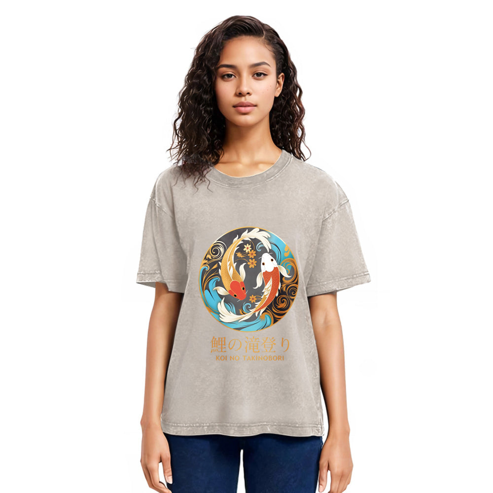 Tokyosol Two Koi Carps Washed T-Shirt