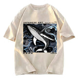 Tokyosol Polka Dot Art Whale Washed T-Shirt