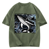 Tokyosol Polka Dot Art Whale Washed T-Shirt
