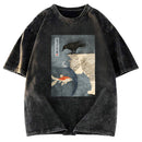 Tokyosol Crow And Cat Watching Fish Washed T-Shirt
