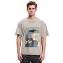 Tokyosol Crow And Cat Watching Fish Washed T-Shirt