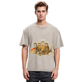 Tokyosol Funny Samurai Cat Riding a Fish Washed T-Shirt