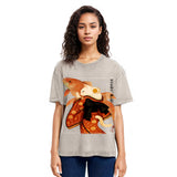 Tokyosol Japanese Ukiyoe Cat And Fish Poster Washed T-Shirt
