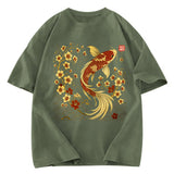 Tokyosol Vintage Sakura And Koi Raglan Long Sleeve T-shirt