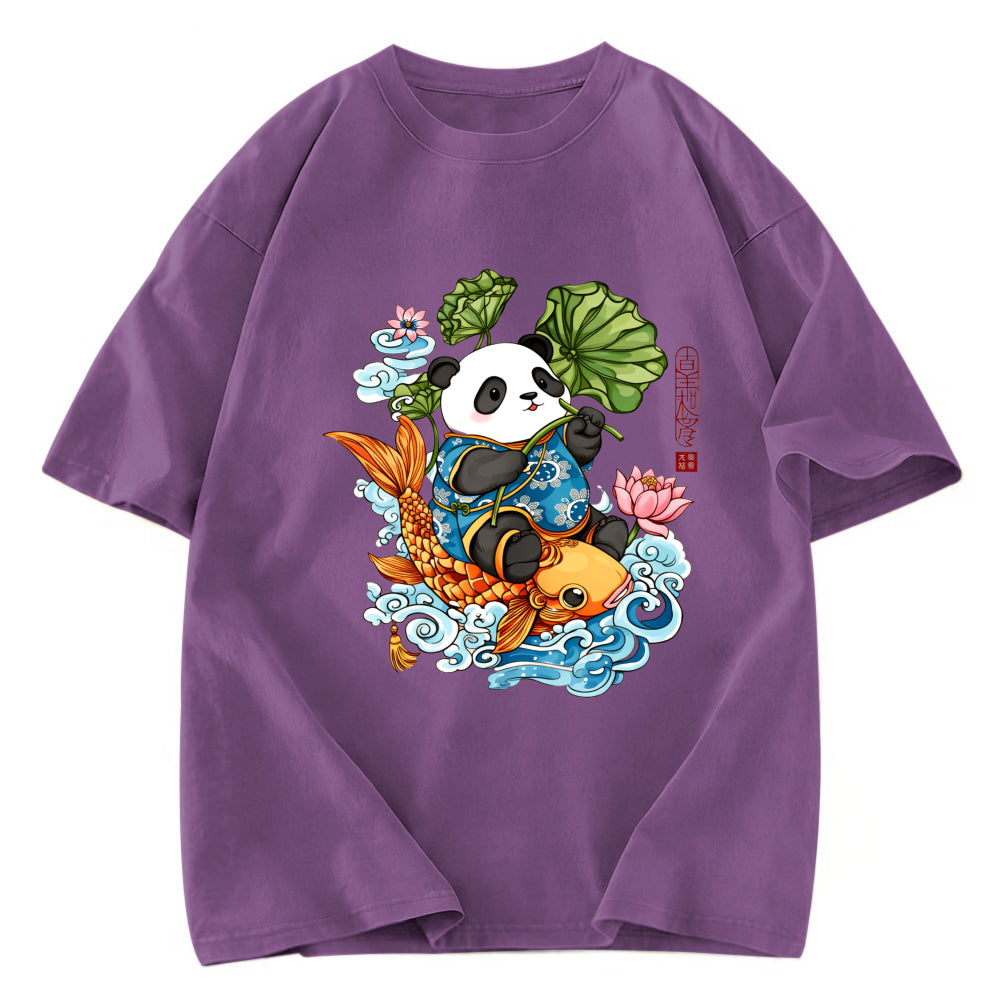 Tokyosol Lotus Bliss Panda Washed T-Shirt