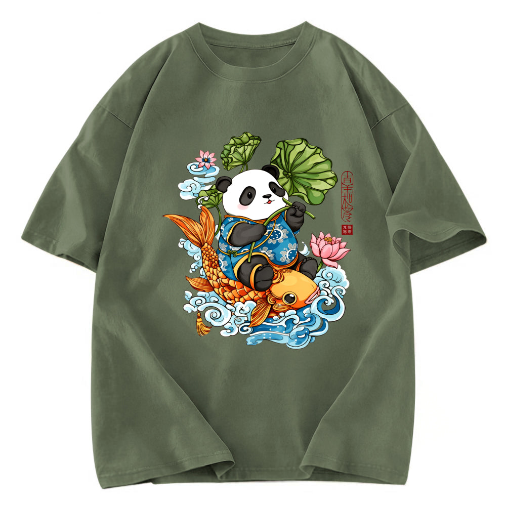 Tokyosol Lotus Bliss Panda Washed T-Shirt